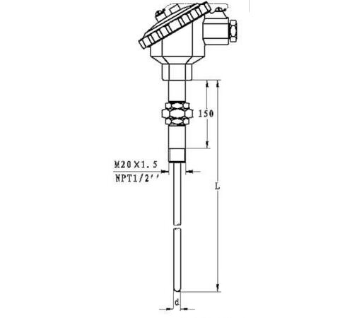 活動管接頭安裝(也叫活絡管接頭)熱電阻圖示